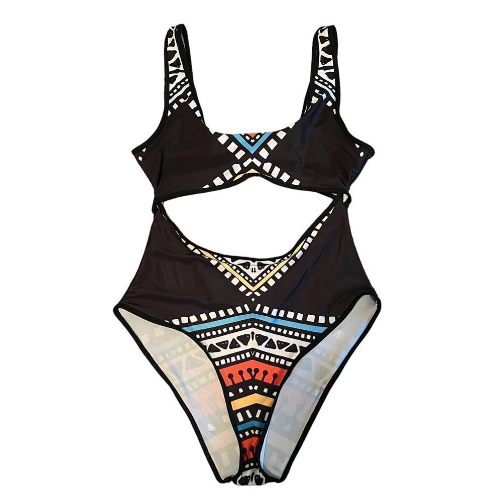 Ekouaer Cutout One-Piece Swimsuit Size XL Tribal Hollow Keyhole​